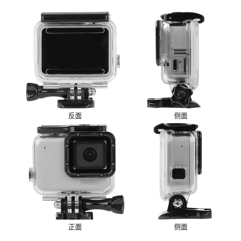 Водонепроницаемый защитный чехол для камеры Gopro Hero 7 белый/серебристый дайвинга