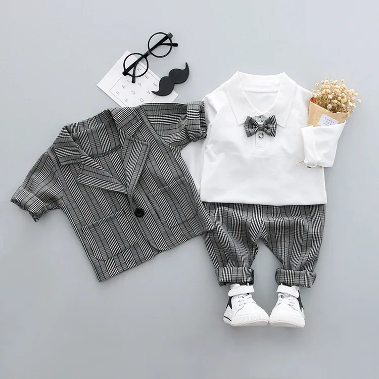 

2018 New Spring Fall Toddler Baby Set Boys Gentleman Children's Clothing Set Cotton Suit + Shirt + Pants 3 Pieces Free Shipping