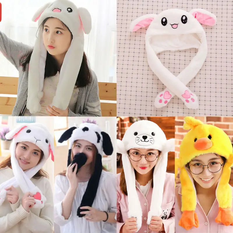 

Hirigin Fashion Bunny Rabbit Plush Hat Moving Hat Rabbit Ear Plush Sweet Kids Girlfriend