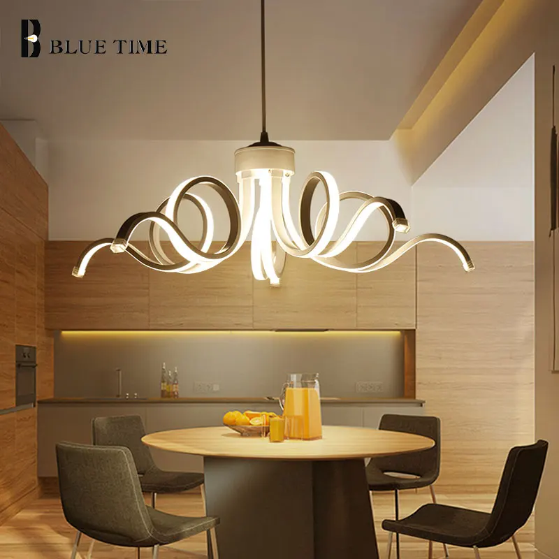 

Minimalist Led Chandelier For Living room Dining room Bedroom White Frame Lustre LED Ceiling Mount Chandelier Lighting Fixtures
