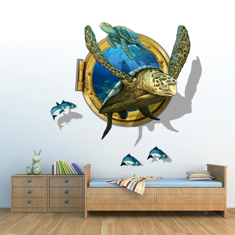 Aliexpress.com : Buy Sea Aquarium Turtle 3D Wall Stickers ...