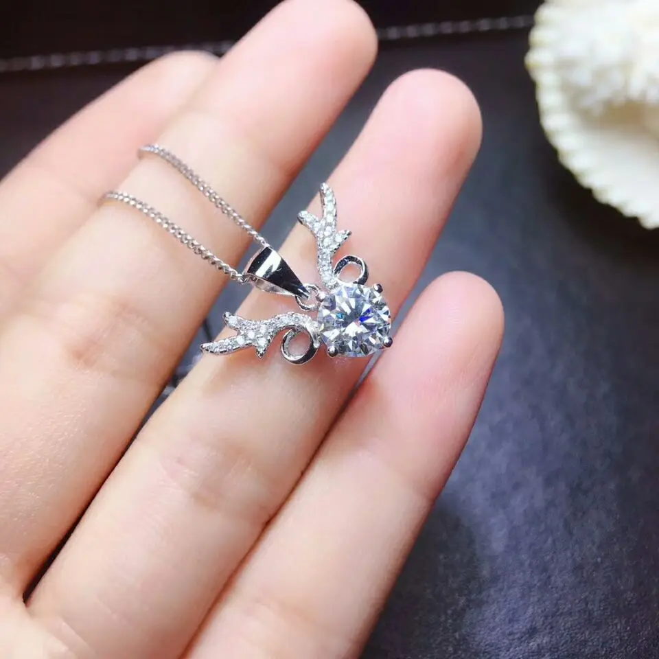 [MeiBaPJ] Высокое качество Moissanite драгоценный камень Мода кулон ожерелье для женщин Настоящее серебро 925-й пробы ювелирные изделия