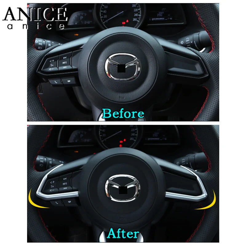 2 шт. углеродное волокно Цвет ABS рулевое колесо рамка декоратор отделка Подходит для Мазда 3 мазда 6 Мазда 2 CX-5/CX-3/CX-9/CX5/CX3/CX9