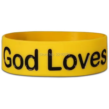 

300pcs One inch Religious Smile God Loves wristband silicone bracelets free shipping by DHL express