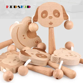 

Wooden Hand ringing Rattles Musical Party Favor Child Baby Shaker Percussion Musical Instrument Toy Random style