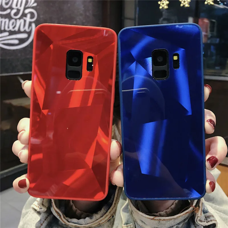 

3D Diamond Texture Phone Case For Samsung Galaxy S9 S8 S7 case Silicone Soft Case for Samsung S8 S9 Plus Shiny Candy Black Cover