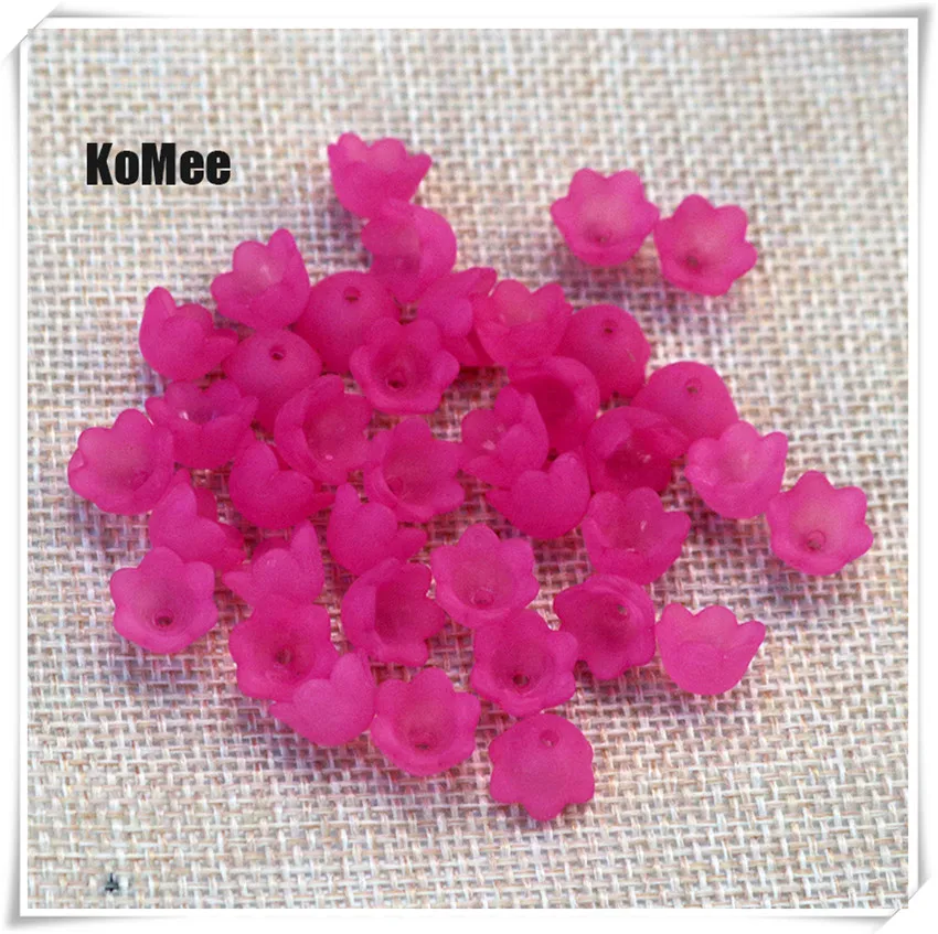 

Free Shipping 500pcs/lot Hot Pink Frosted Flower Caps Acrylic Beads 7x10mm Craft Bracelet DIY Beads Jewelry Making Findings