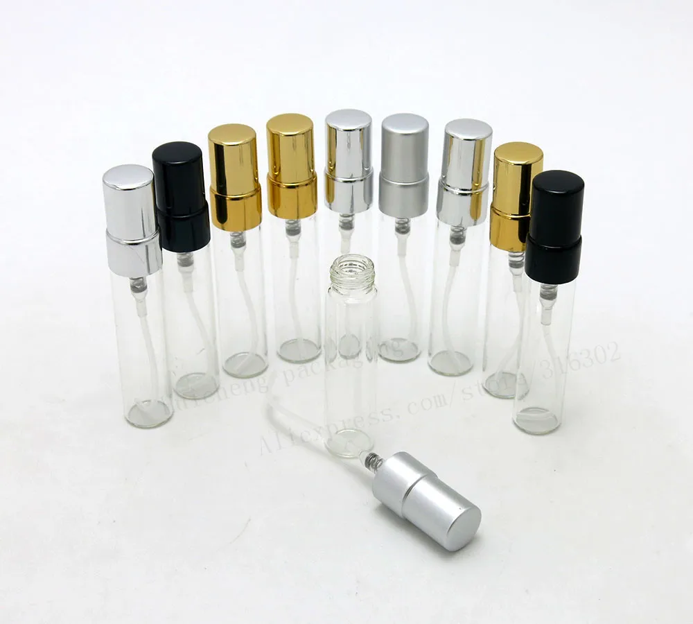 New Arrival!! 50 x 5ml Small Glass Perfume Bottle with Aluminum Sprayer