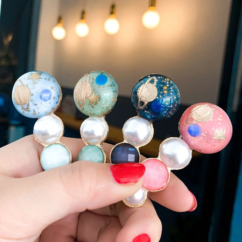 

New Acetate Alloy Starry Sky Bangs Hairpin INS Soil Cool Girl Personality Hipsters Wild Social Hair Clip Girl Hair Accessories