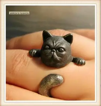 

Wholesale Newest Retro Hippie Garfield Cat Ring Free Size Fashion Animal Kitty Cat Ring Jewelry For Women 12pcs/lot