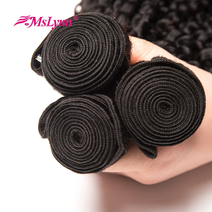 altMslynn Afro Kinky Curly Weave Human Hair Bundles With Closure Indian Hair Bundle 3 Bundles With Closure Non Remy Hair Extension