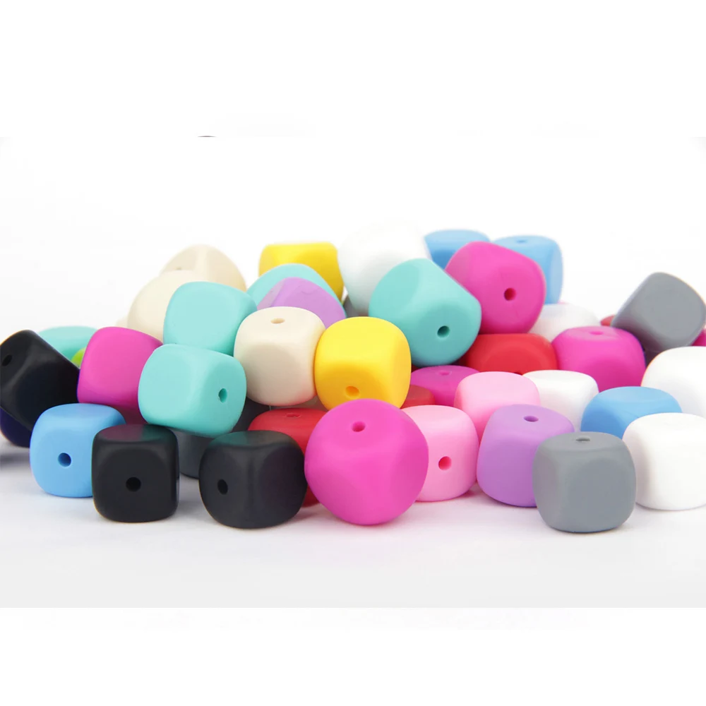 

TYRY.HU 10 pieces Silicone Beads 13mm Square Beads Baby Teething Beads For Necklace Pacifier Chain Bracelet Teether BPA Free