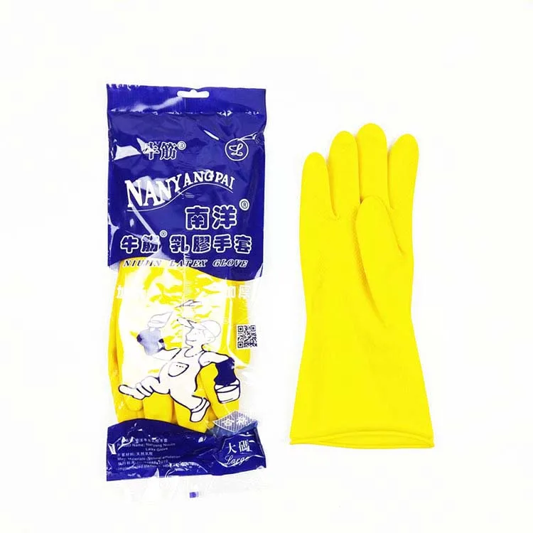 

yellow industrial labor protective latex gloves resistant to acid and alkali working gloves natural latex gloves