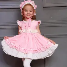 Летний комплект из 3 предметов, свадебные кружевные платья для девочек платье принцессы праздничная одежда для маленьких девочек Одежда для маленьких девочек одежда с бантом для От 1 до 7 лет