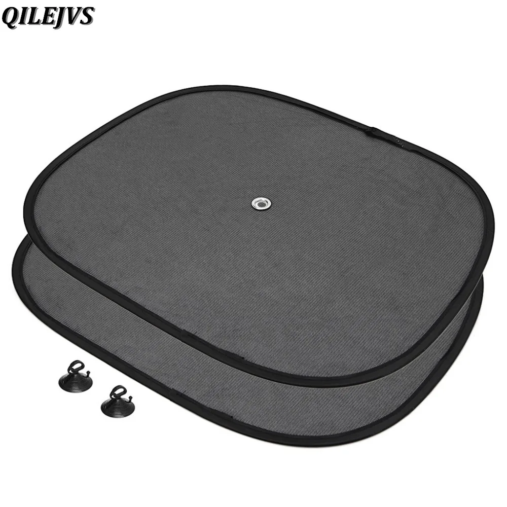 

QILEJVS Car Styling New Arrive 2Pcs Car Window Sunshade Sun Shade Visor Side Mesh Cover Shield Sunscreen Black