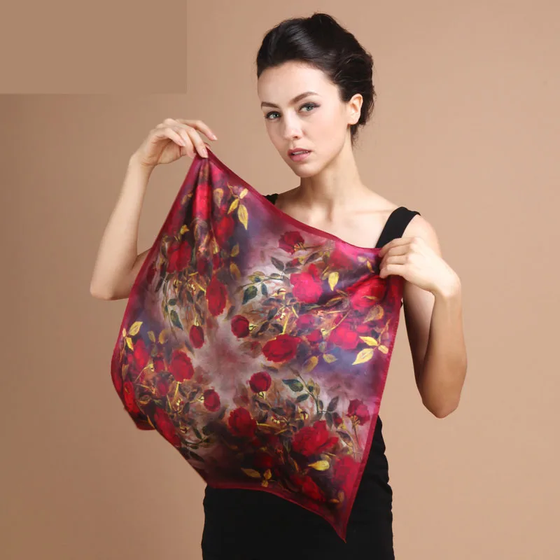 

100% silk square Scarf for women Female girl ladies fashion baby children Scarves 53*53CM