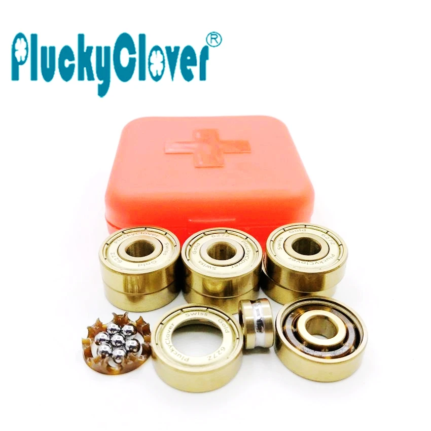 

8pcs 627z PluckyClover Quad skates 627 Swiss Bearing Golden Roller Hockey Bearing Artistic Skating Wheels Bearing 7mm Bore size