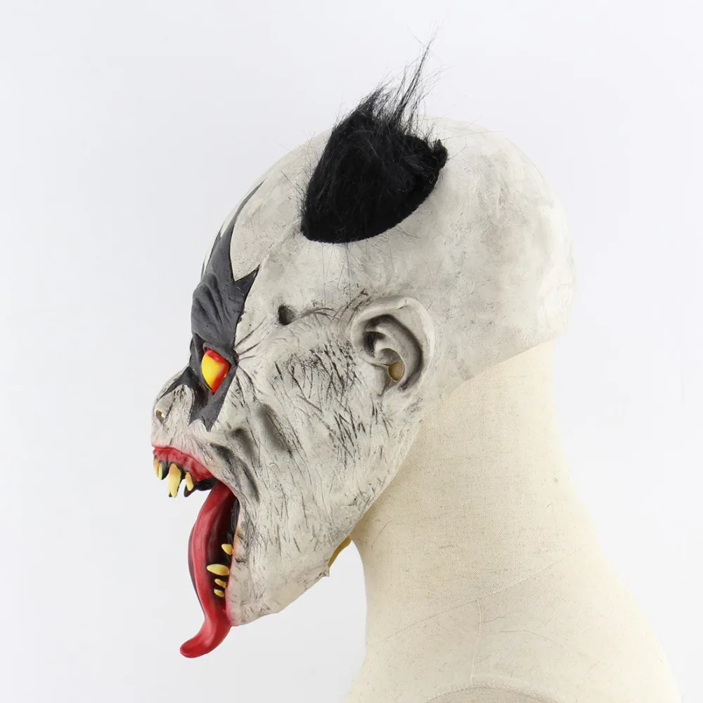Жокер талисман жуткий, пугающий клоун латексная маска длинный язык клоун злой убийца Клоун Маска для взрослых мужчин/женщин Хэллоуин Вечерние