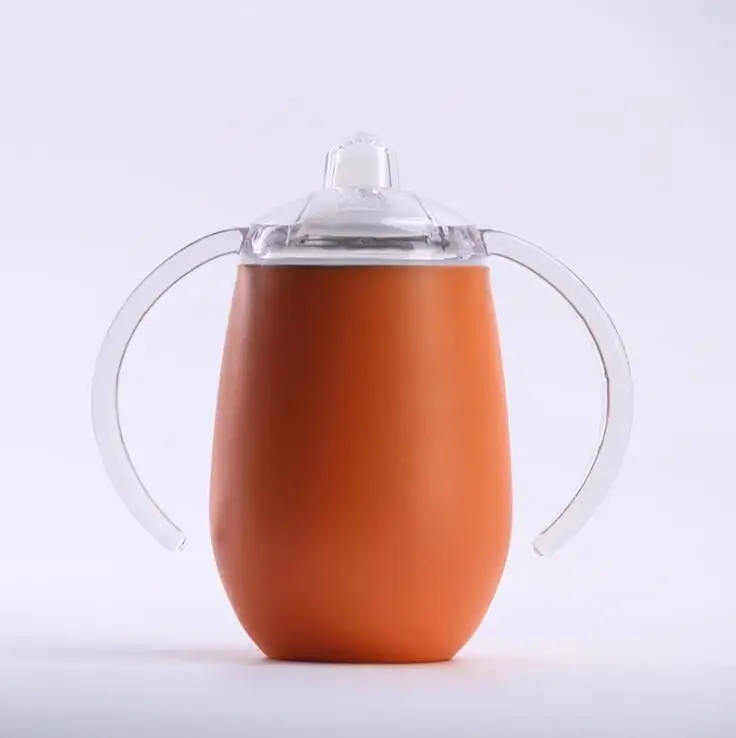 Любые логотипы могут быть настроены из нержавеющей стали ребенок соска кружка молоко Cup9OZ Спортивная бутылка термос чашки Фидер Детские продукты - Цвет: Оранжевый