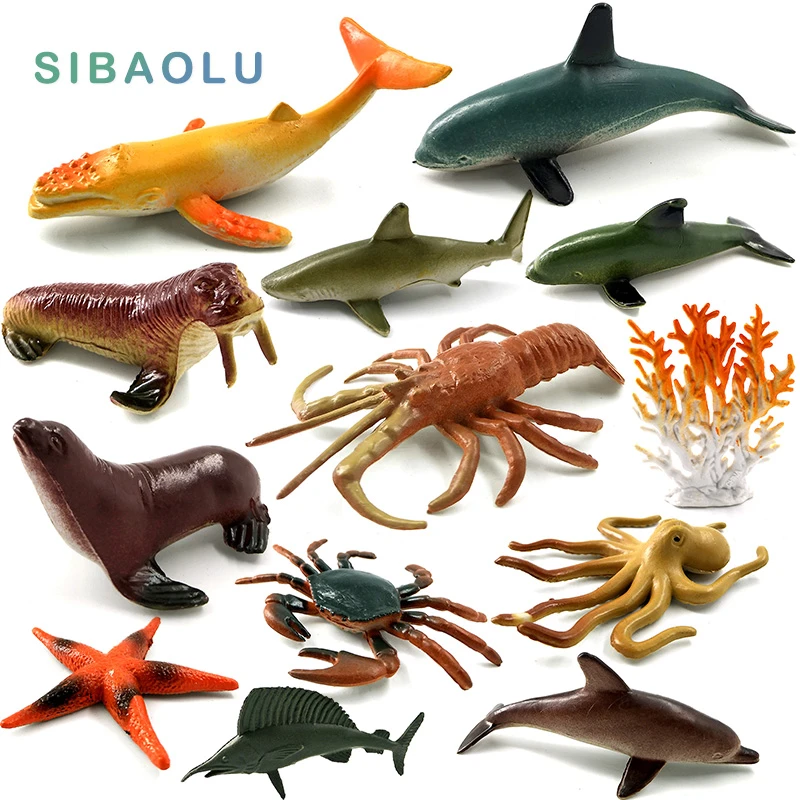 プラスチック製のサメ 魚 イルカ ロブスター カニ タコの動物のシミュレーションフィギュア 海の生き物 子供へのギフト おもちゃ フィギュア ミニチュア Aliexpress