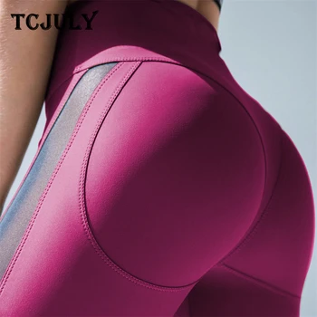 

TCJULY New Arrival Mesh Patchwork Workout Leggings High Waist Push Up Ankle Length Pants Quick Dry Stretch Fitness Leggins Women