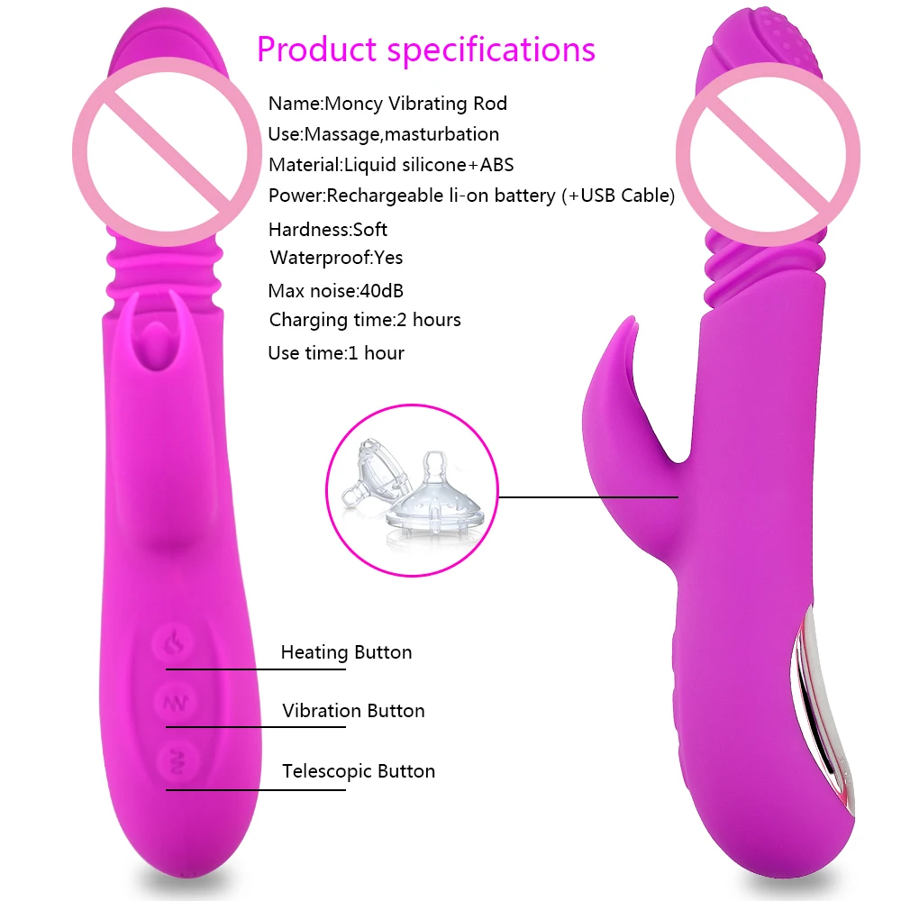 Multispeed Heatable Vibrator Silicone Dildo Vibration G-spot Massager Dual Motor Sex Toys for Women Clitoris Stimulator