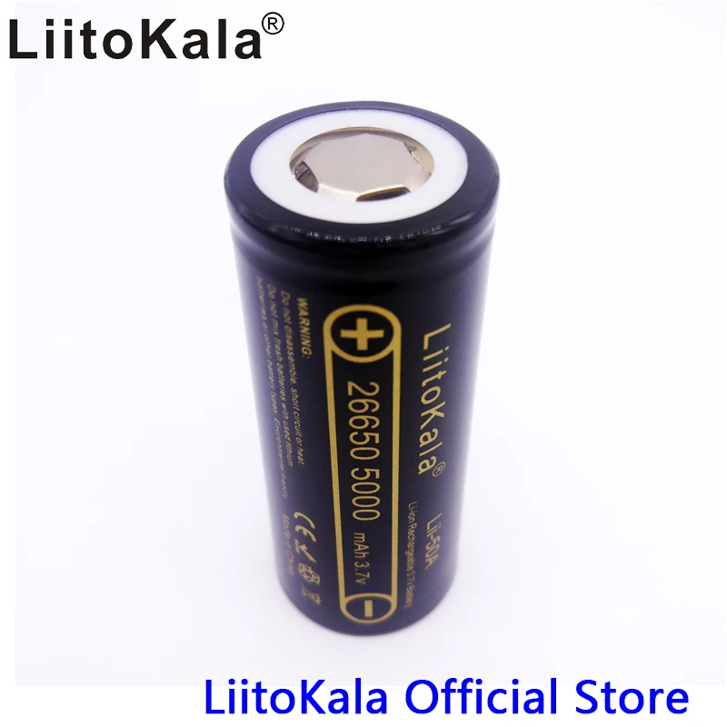 HK liitokala lii 50a 26650 5000 мАч литиевая батарея 3.7 В аккумуляторная подходит для Flashligh