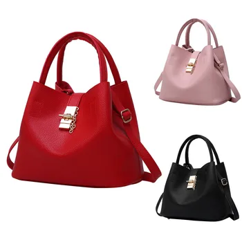 

2Pcs Women's Fashion Leather Shoulder Bags Buns Mother Bag with Handbag Solid Color Simplicity Hand Bag Sac A Main Femme #15