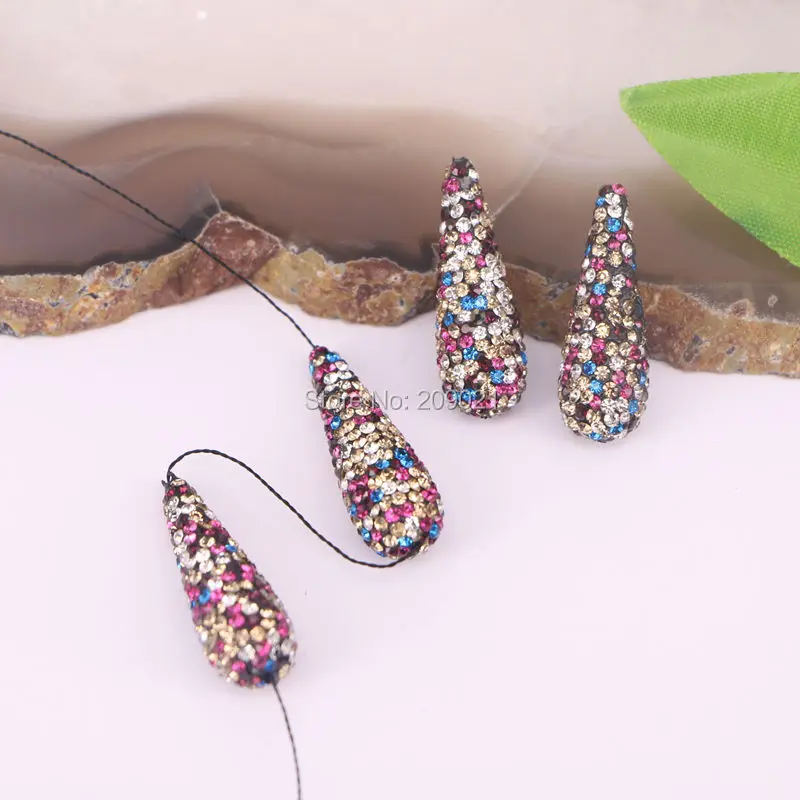

DIY 10Pcs Colourful Rhinestone Drop Loose Bead , Connector Beads For Jewelry Finding