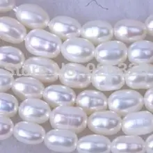 10 нитей AA 6*10 мм белый мелкий пресноводный жемчуг бусины