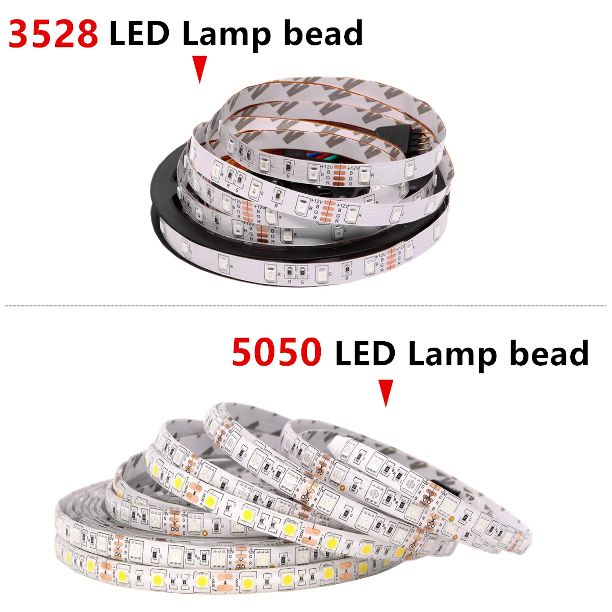 RGB Led ленточный светильник, водонепроницаемый, 5 м, 300 светодиодов, 5050, 3528, DC 12 В, Fiexble светильник, светодиодная ленточная лента, лампа для украшения дома