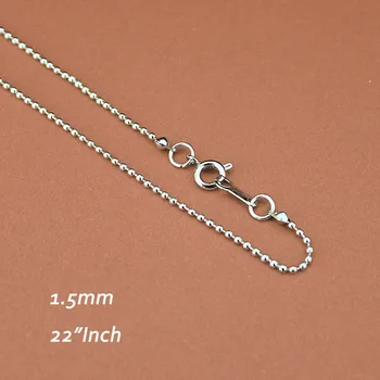 

1.5mm Free NIckel 22" Rhodium Color Metal Ball Beads Link Chains With Round Spring Clasps Connectors diy Jewelry Findings