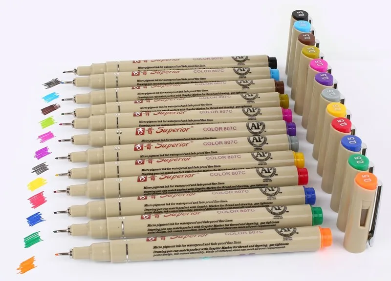 12 цветов эскиз микрон маркер для рисования ручка Fineliner Pigma рисунок Манга Аниме не Сакура Staedtler художественные маркеры finecolorour