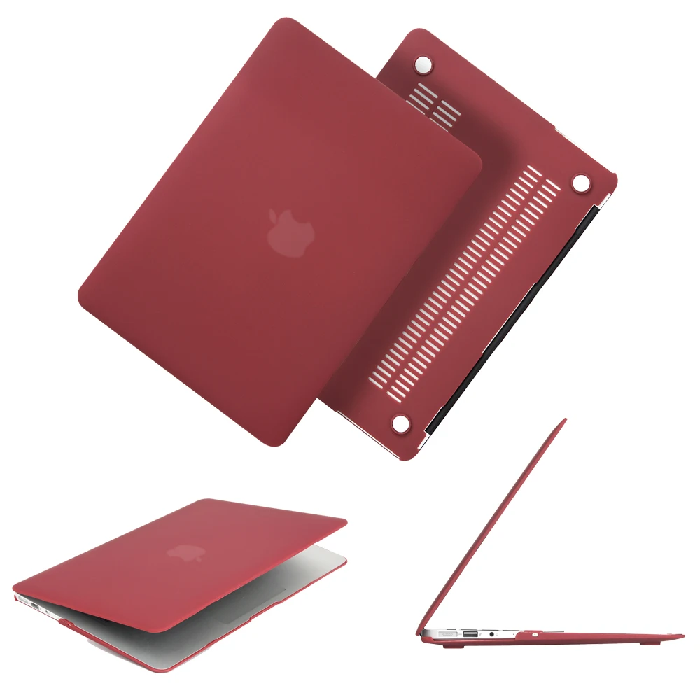 Newest Wine Red Color Matte Case For Macbook Air Pro Retina 11 12 13 13.3" 15 15.6 inch Hard