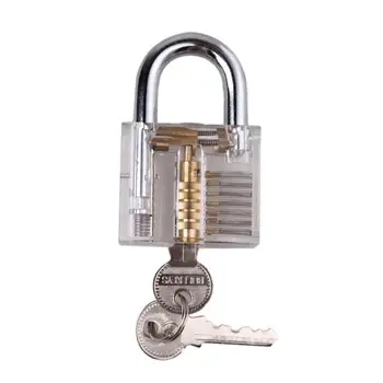 

Professional Lock picks Set LockPicks Padlock Transparent Practice lock For Door With Key