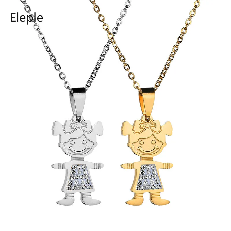 Eleple Stainless Steel Mirco Zircon Inlaid Necklaces for Women Lover Girl Gold and Silver Color Pendant Necklace Jewelry S-N503 | Украшения