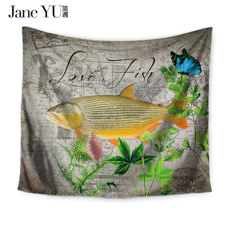 

JaneYU 15 Colors Bedding Decoration multi-function Tapestry Fish Printed Beach Thin Sunbath Multifuctional