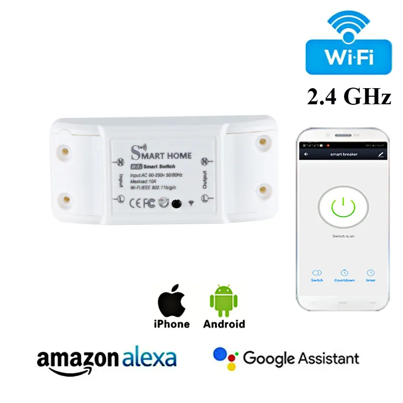 

Smart home wifi smart switch 110V 220V 10A smart breaker smart life app control google home alexa driver power supply jeazonexi