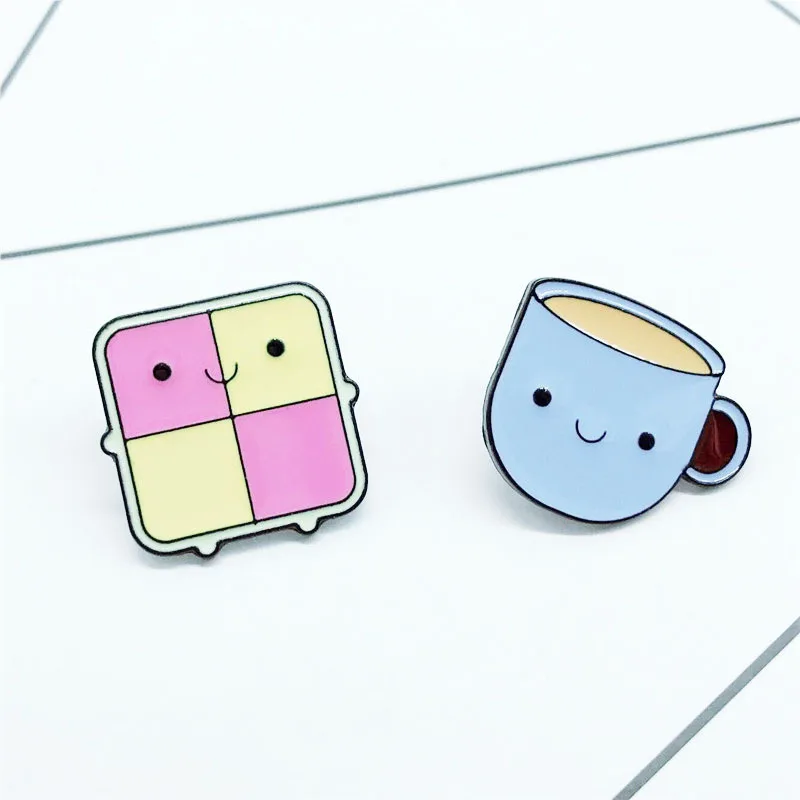 

New Cartoon Milk Cup Brooches Checkered Cooker Badge Sweatshirt Jeans Collar Pin Fun Pin Metal Alloy Jewelry Enamel Pins Gift