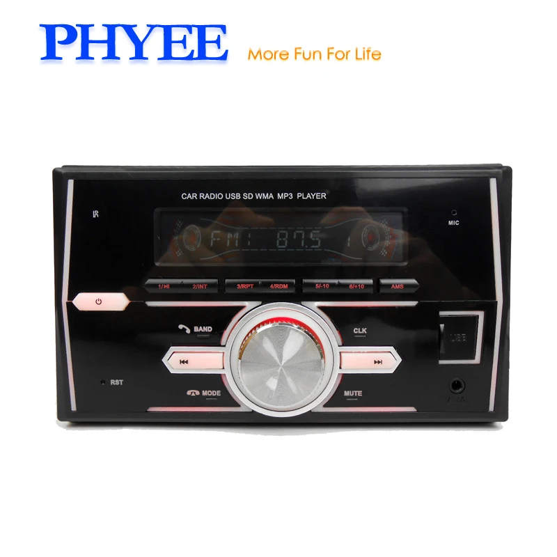 

PHYEE Double Din Autoradio Bluetooth Car Audio Stereo Radio FM USB SD MP3 A2DP ISO Handsfree 7 Colors MP9003BT