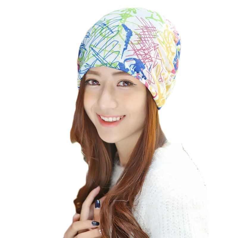   Female Hat spring autumn winter letters line women beanies scarf hat Bedruckter Baumwolle leerer Hut lady fashion Month caps