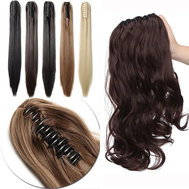 Best Price SNOILITE Synthetic Claw on Ponytail Clip in Pony Tail Hair Extensions one Piece straight Style Hairpiece Black Brown Blonde