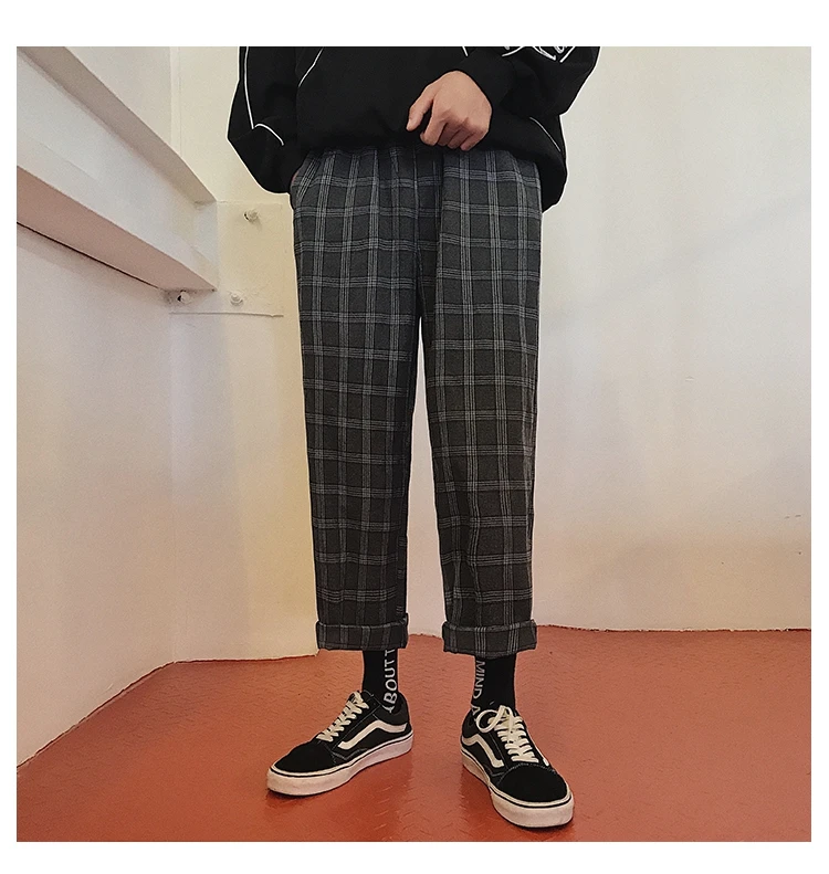 Privathinker мужские клетчатые прямые брюки 2018 мужские корейские модные шерстяные брюки Joogers мужские спортивные брюки повседневные зимние