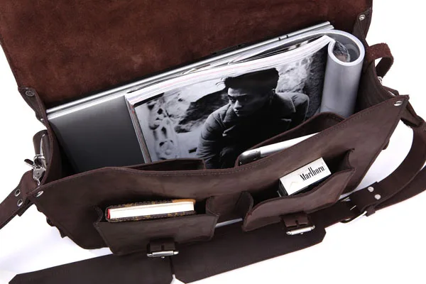 Ausgezeichnete Jmd Leder Kapazität 7145r Echtem Herrenmode Dark Dunkelbraun aktentaschen Laptop Schultertasche Handtasche Business Brown Große Rrn5fnAx