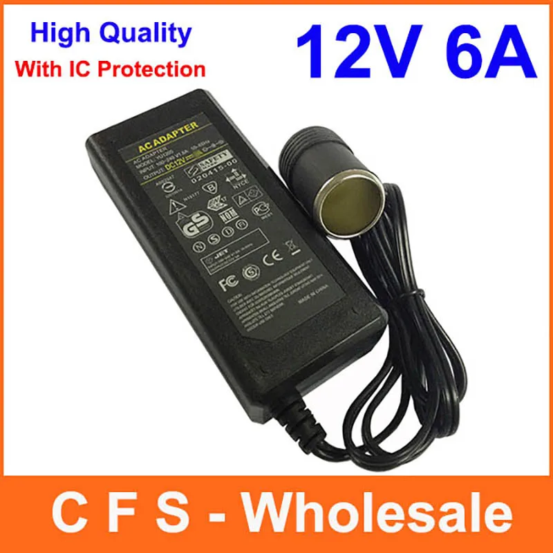 

72W AC 100V-240V to DC 12V 6A Car Cigarette Lighter Power Converter Adapter Inverter Car to Home Car Washer Power Adapter 1pcs