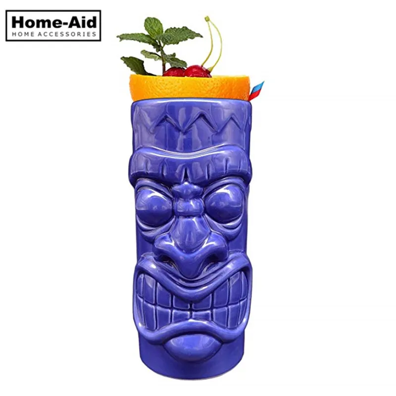 

650ml Hawaii Tiki Mugs Cocktail Cup Beer Beverage Mug Wine Mug Ceramic Easter Islander Tiki Mug Bar Tools