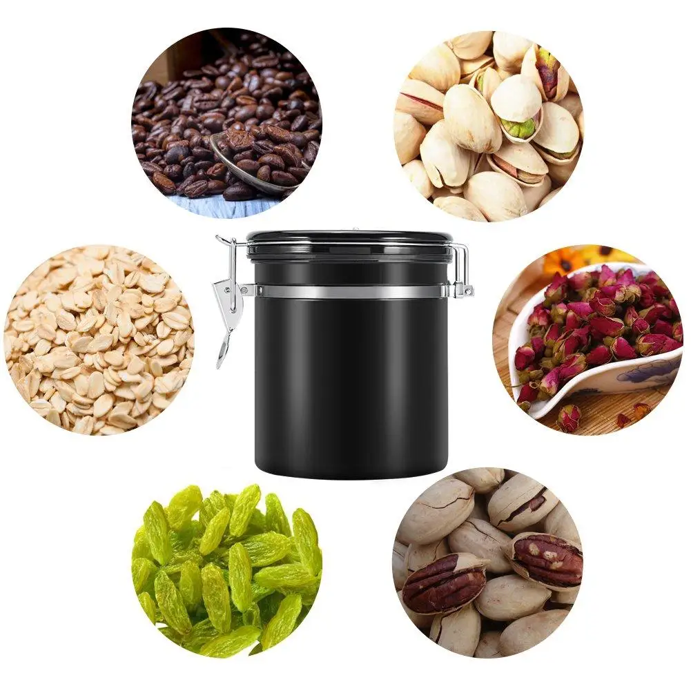 800ML Stainless Steel Coffee Bean Storage Container Sealed Lock Cover Candy Jars Moisture Proof Nut Seed Canister Tank NEW | Дом и сад
