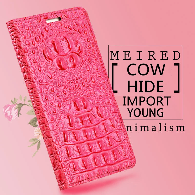 

Brand crocodile back pattern Magnetic buckle phone case For Nokia X6 All Handmade flip mobile phone protection case