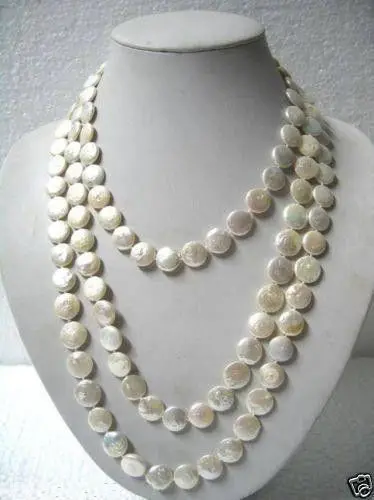 

Hot sale new Style >>>>>Beautiful 11-13mm White Coin Pearl 60" Long Necklace
