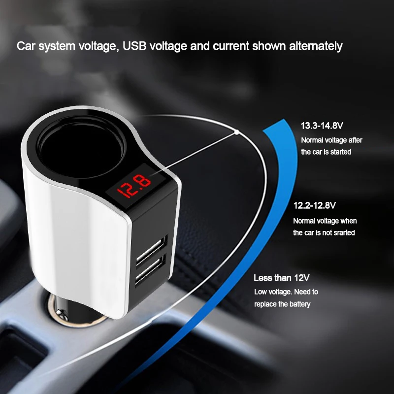 KONSMART светодиодный дисплей, автомобильное зарядное устройство с двумя USB разъемами для iPhone 5, 6, 7 Plus, iPad, samsung, huawei, Xiaomi, автомобильные gps DVR